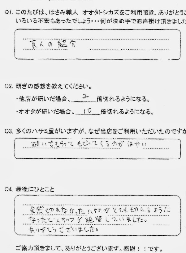 115.全然切れなかったハサミがとても切れるようになったとスタッフが絶賛していました。