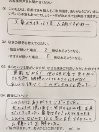 光のはさみ帰って来て一発目の切れ味、正直 びっくりしました。最高ですよ！