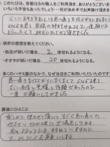 思い通りの仕上がり切れ味に大満足してます。