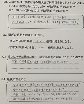 面白いと思いながら研ぎをお願いしたのは初めてでした(笑)